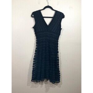 Max Studio Womens Sparkly V-Neck Midi Dress M Black Goth Grunge Witchy Party